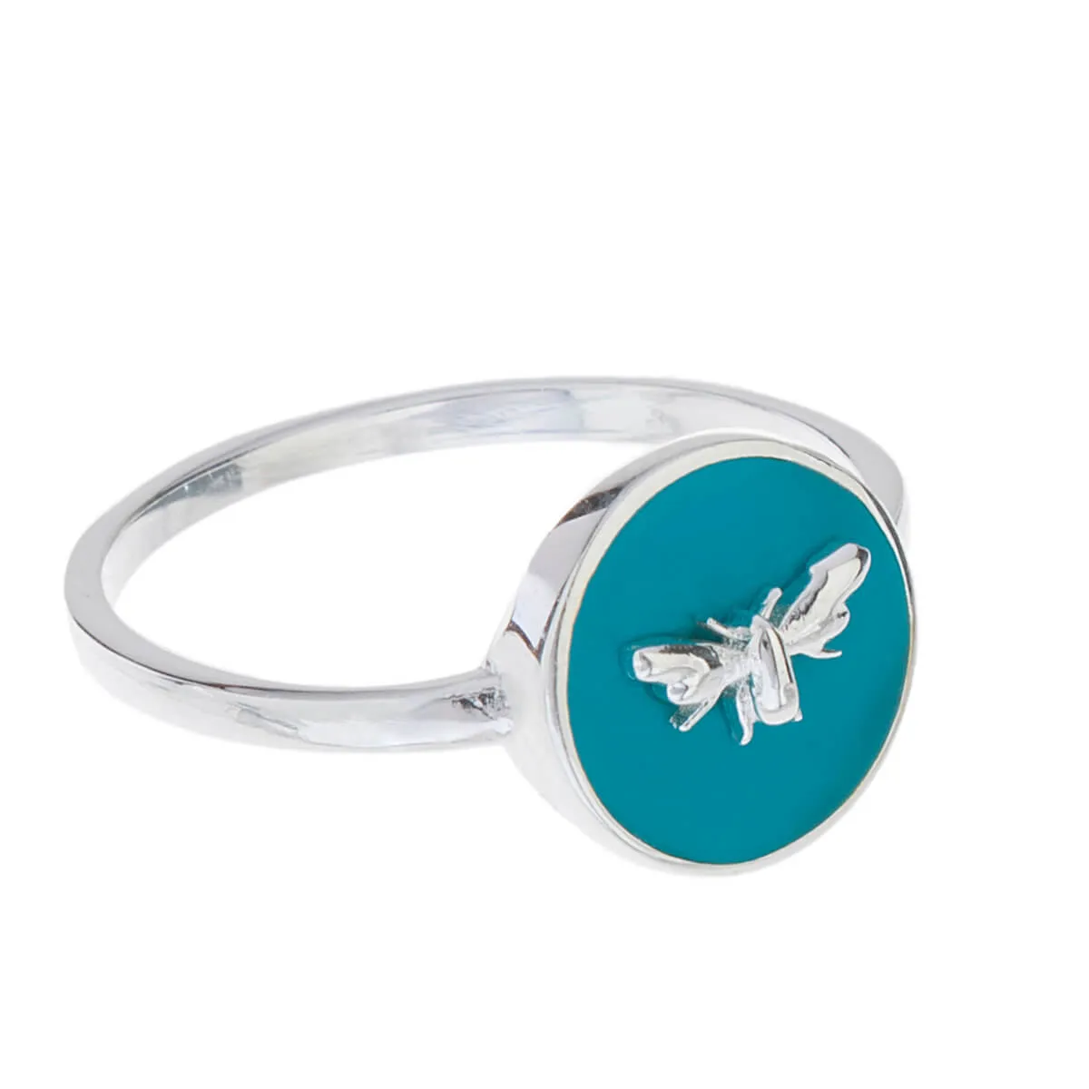 Bees Sterling Silver Enamel Ring