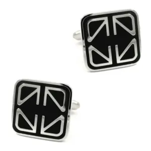 Black Enamel Geometric Cufflinks