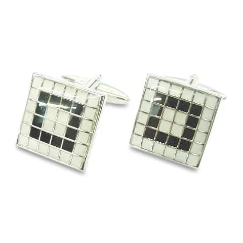 BlackWhite Tiled Mosaic Cufflinks