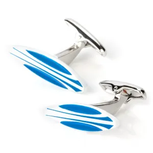 Blue and White Surfboard Cufflinks