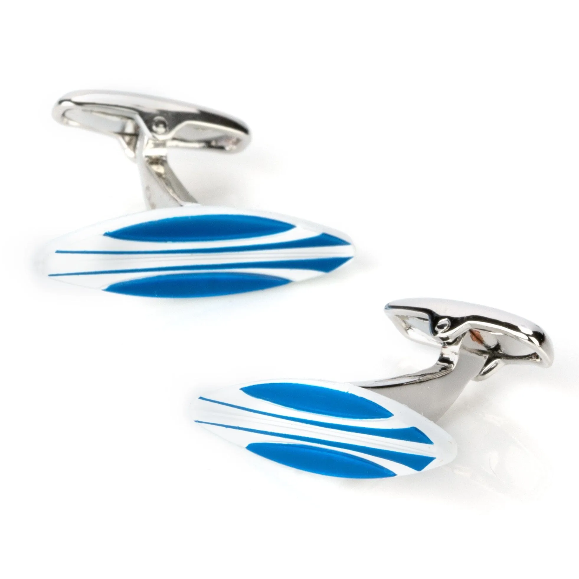 Blue and White Surfboard Cufflinks