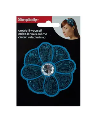 Blue Sequin Flower with Jewel Headband Accent (Available in a pack of 24)