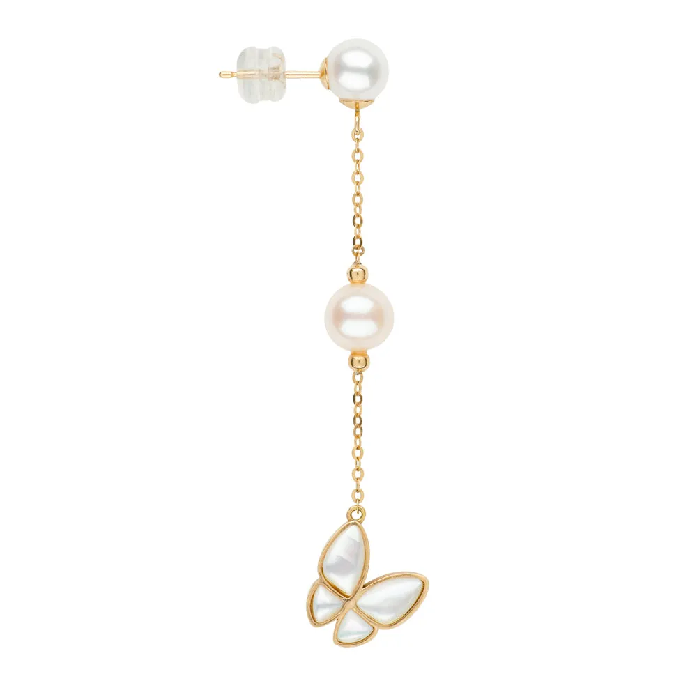 Butterfly and Pearl Drop Earrings