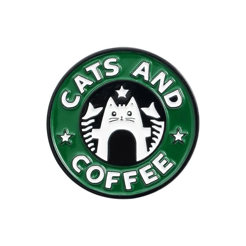 Caffeine Cats Enamel Pin