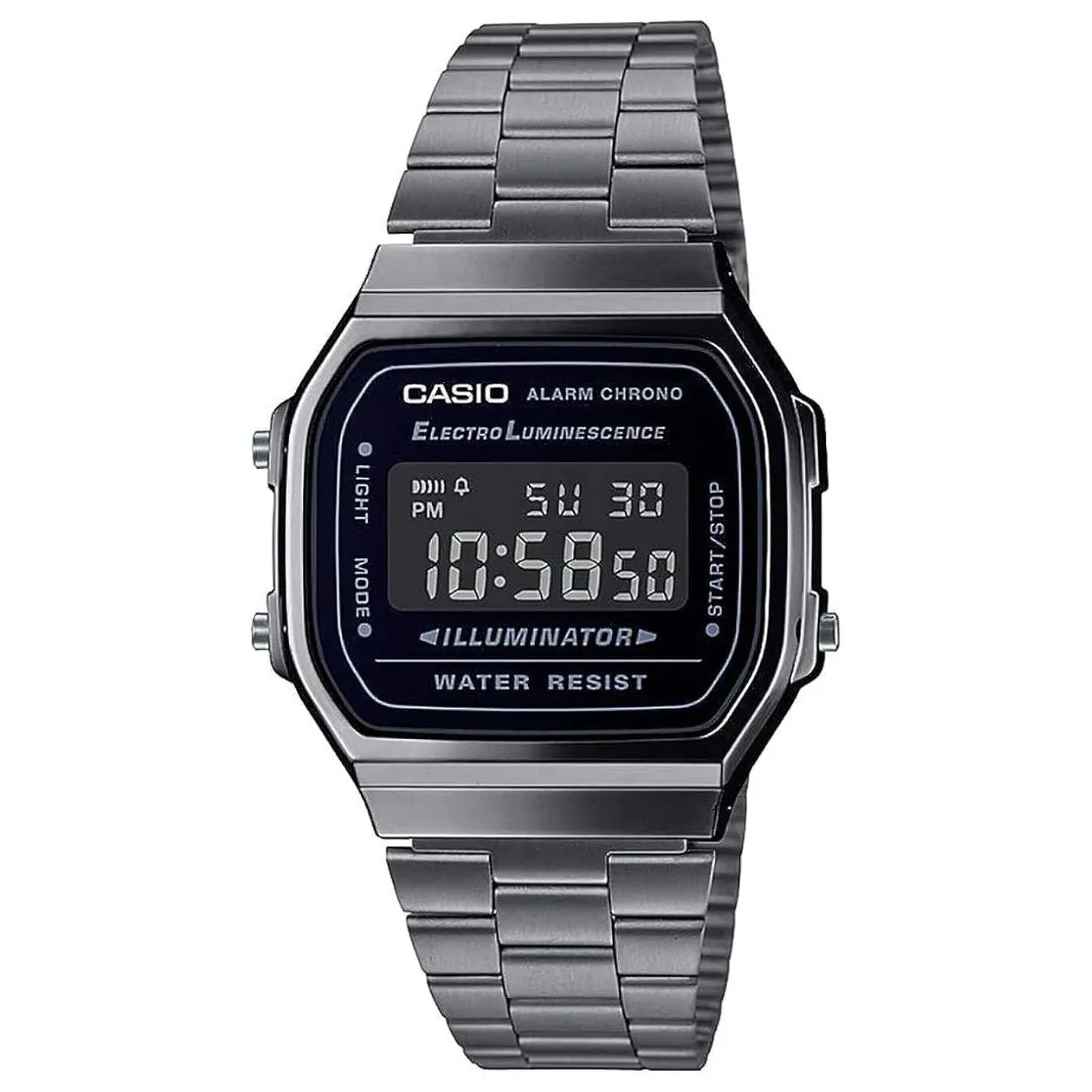 CASIO Unisex Black Quartz Digital Stainless Steel Watch A168WGG-1BDF