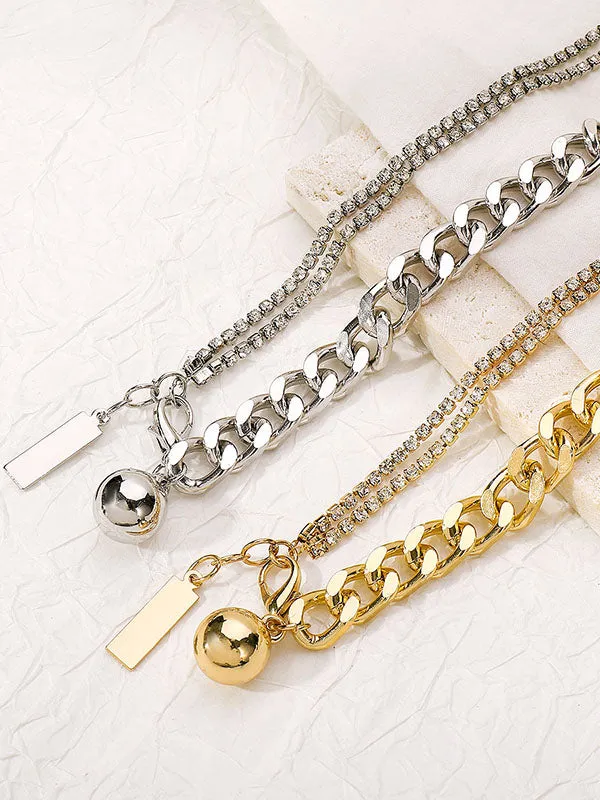 Chains Geometric Rhine Stones Necklaces Accessories