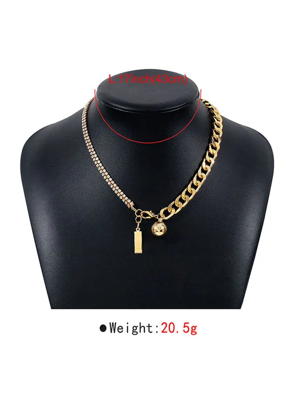 Chains Geometric Rhine Stones Necklaces Accessories