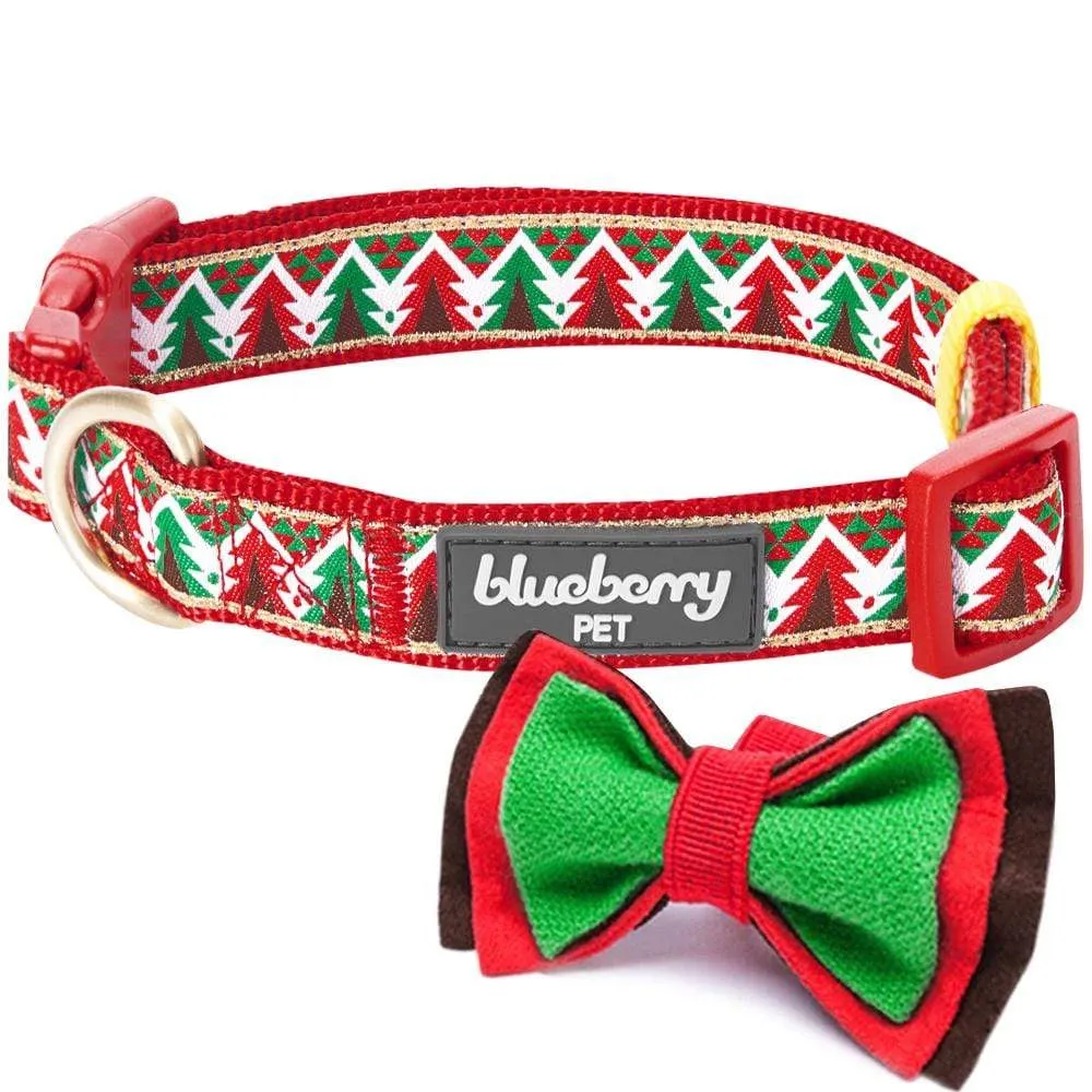 Christmas Dog Collar with Handmade Detachable Bow Tie