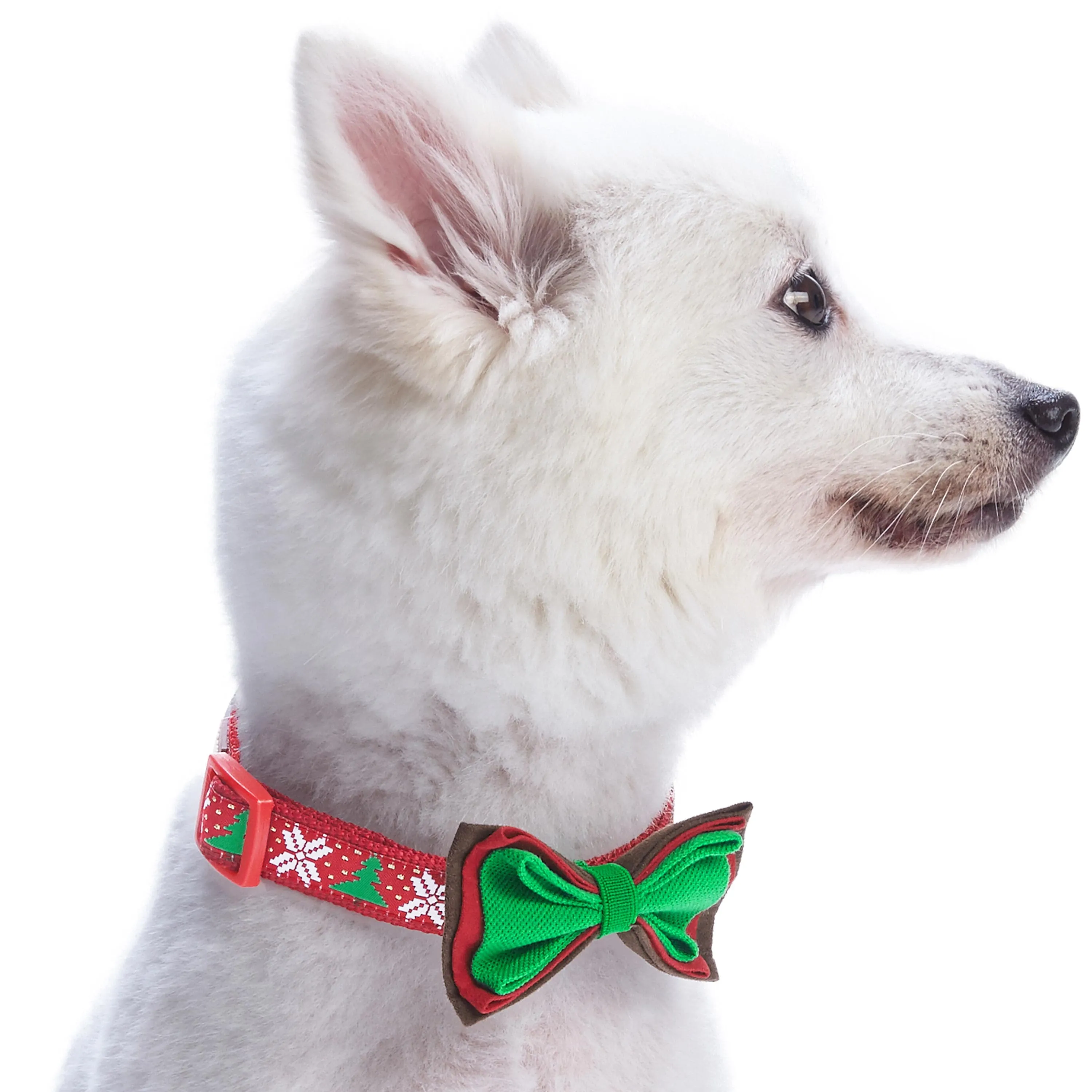 Christmas Dog Collar with Handmade Detachable Bow Tie