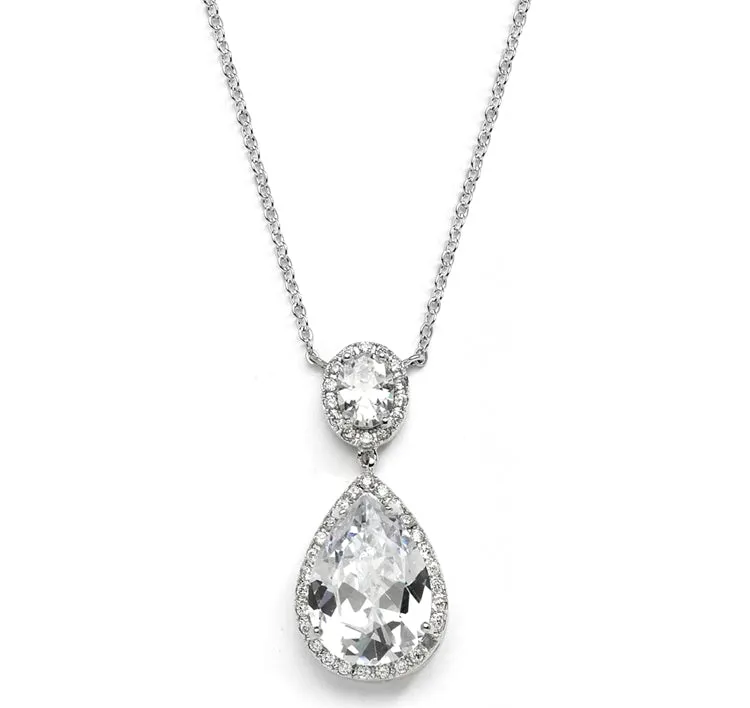 Couture Cubic Zirconia Pear-Shaped Bridal Necklace