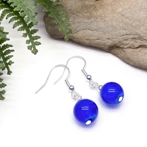 Crackle Glass Bead Earrings - Royal Blue