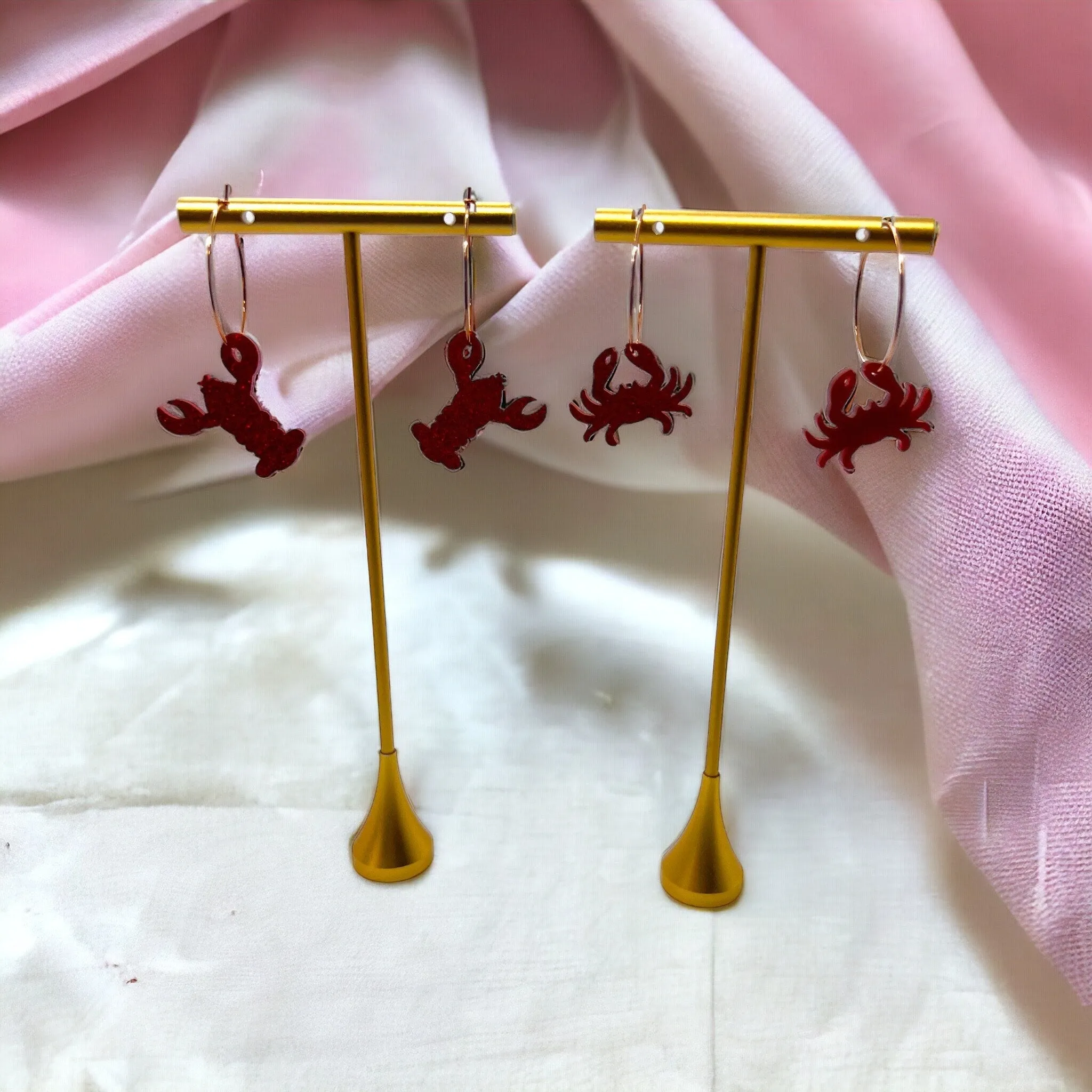 Crawfish Earrings - Crawfish Boil, Mardi Gras, New Orleans, Lobster Earrings, Mardi Gras Accessories, Cajun Earrings, Crab Earrings, Seafood