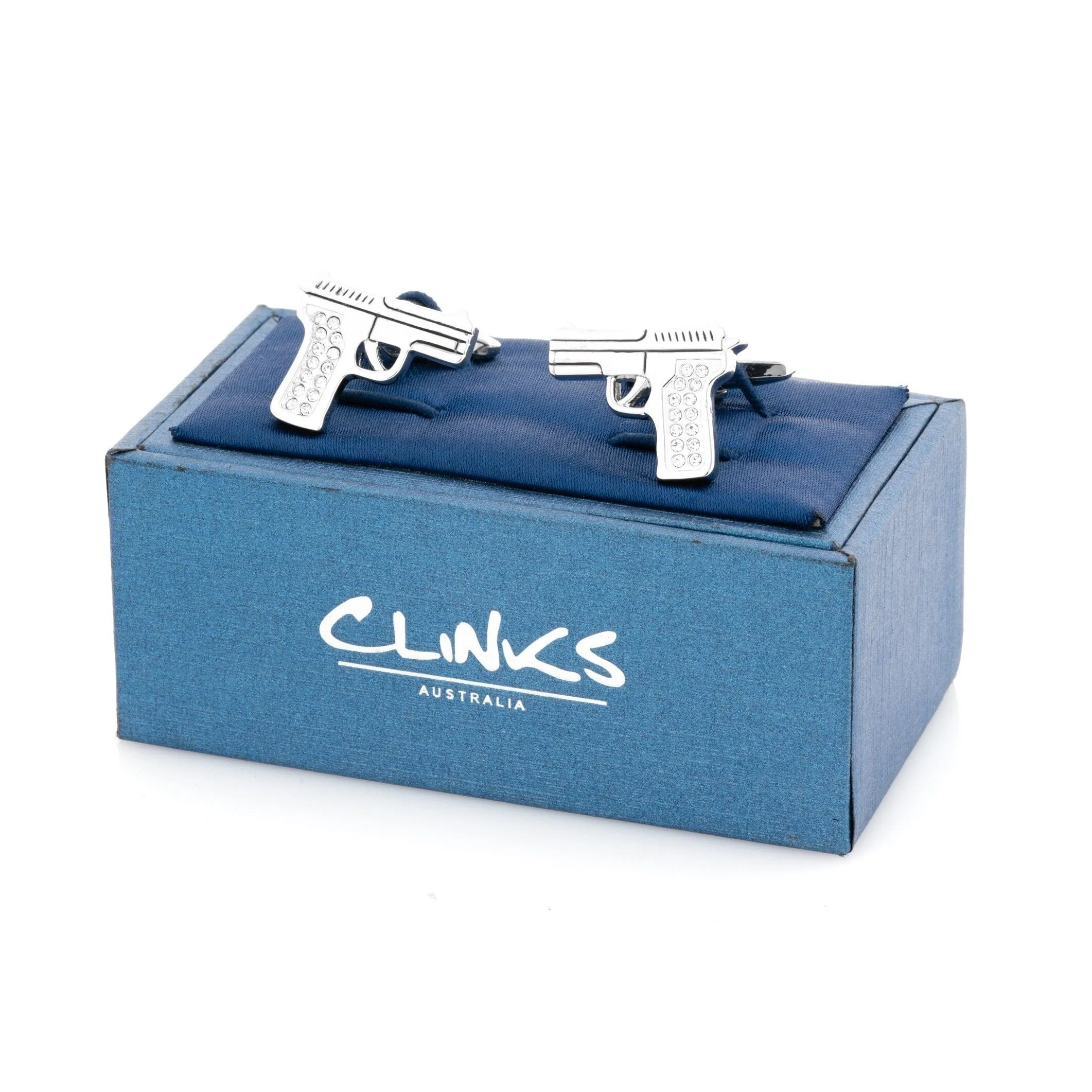 Crystal 9mm Hand Gun Cufflinks