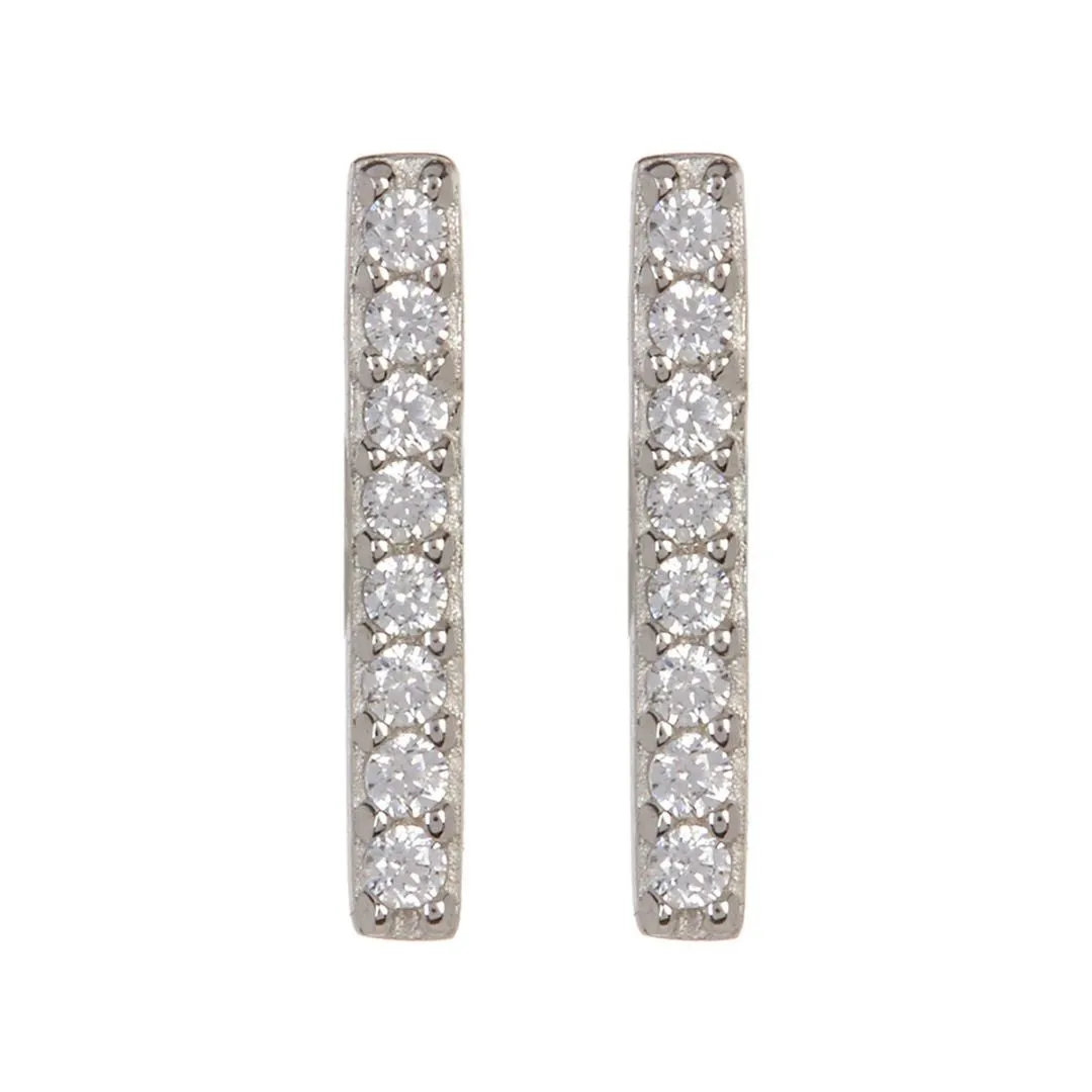 Crystal Bar Studs silver