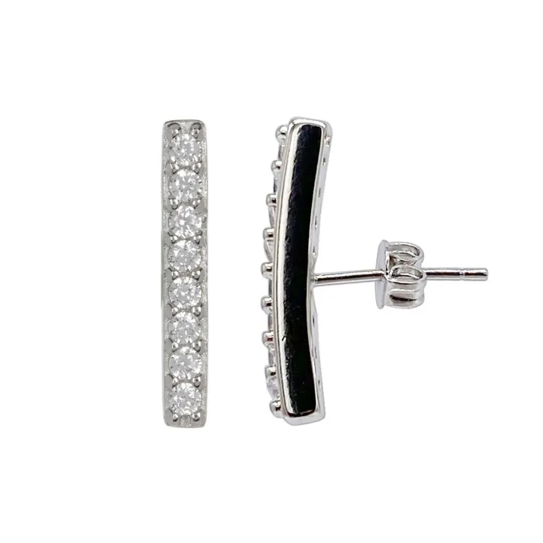 Crystal Bar Studs silver