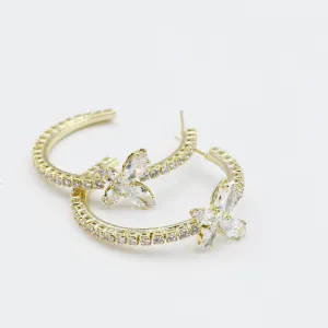 Crystal Butterfly Hoop Gold F29