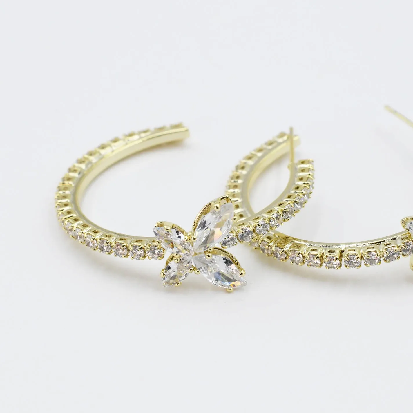 Crystal Butterfly Hoop Gold F29