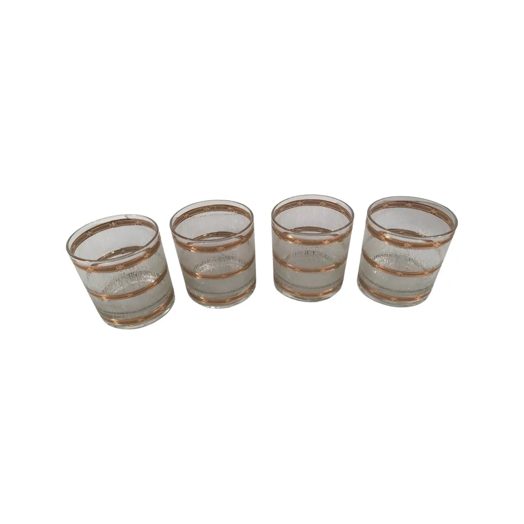 Culver Mid-Century 22-Karat Gold Icicle Old Fashion Glasses (Set of 4)