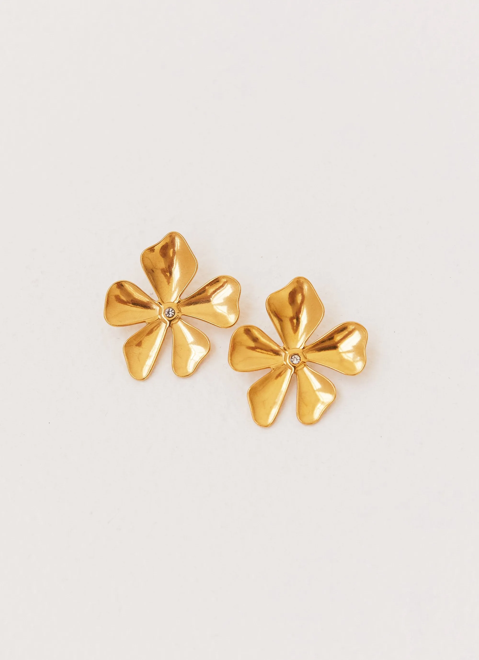 Daisy Love Flower Earrings - Gold