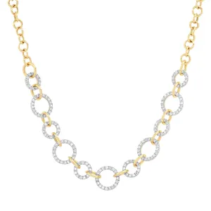 Deco Diamond Circles Charm Necklace