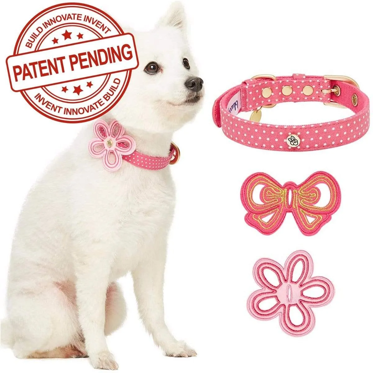 Dog Collar with 2 Detachable Bowties