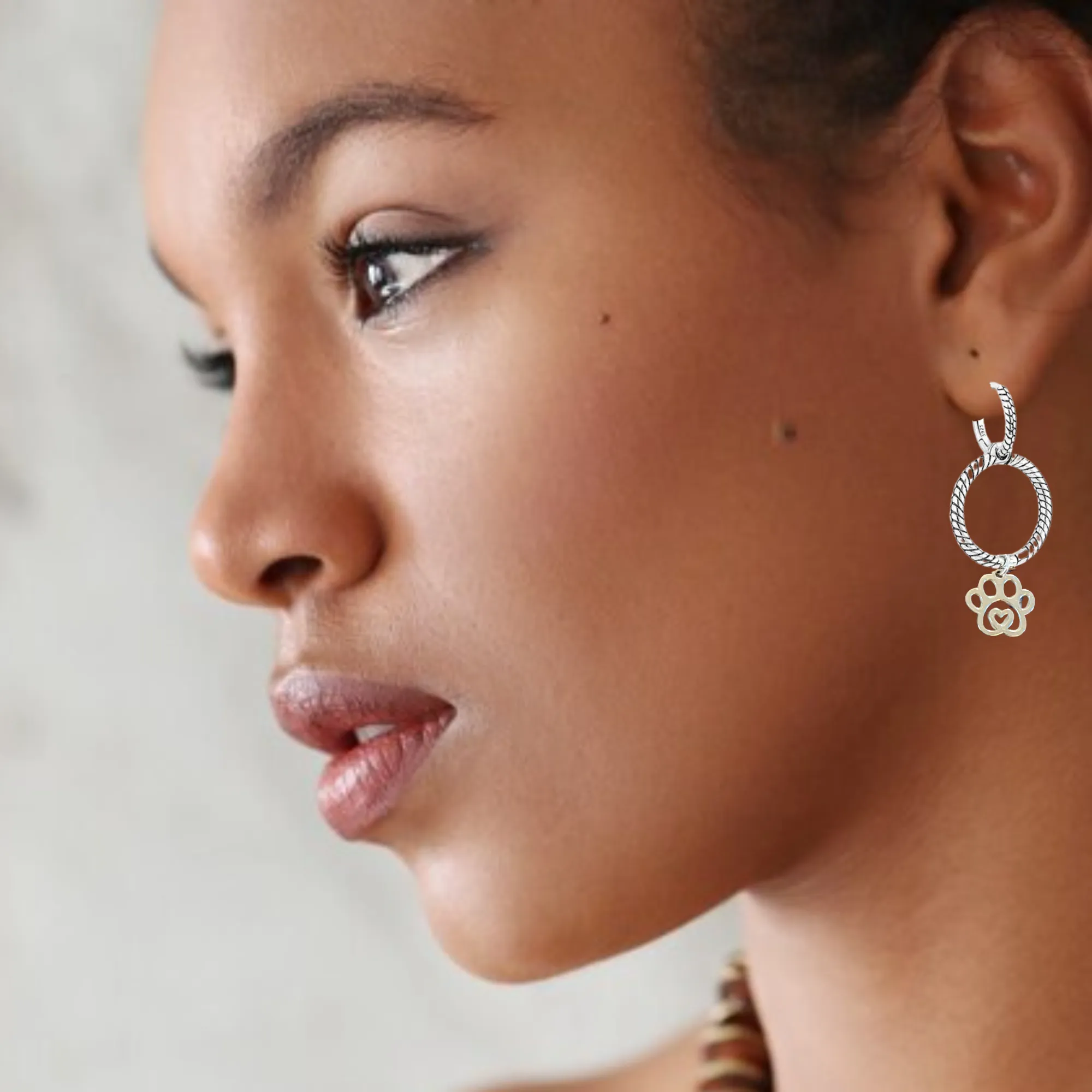 Dog/Cat Paw Sterling Double hoop earrings, 3 in 1 Hoops