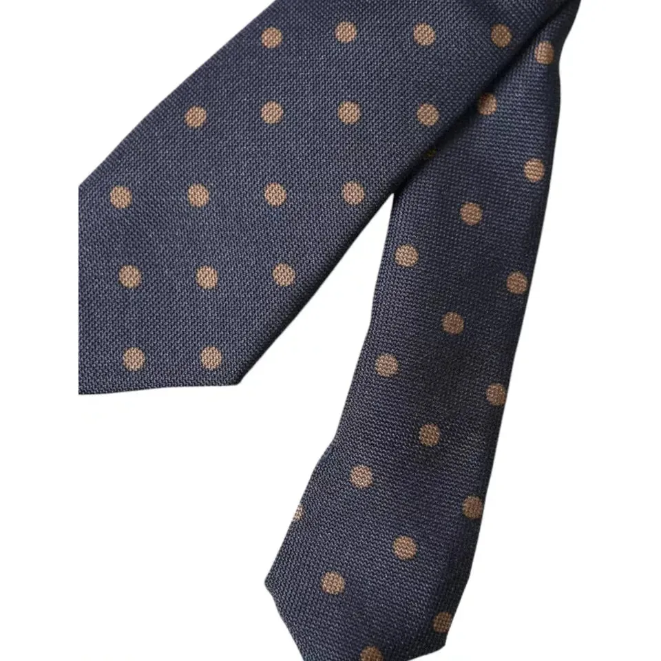 Dolce & Gabbana Black Dotted Fantasy Silk Adjustable Men Tie