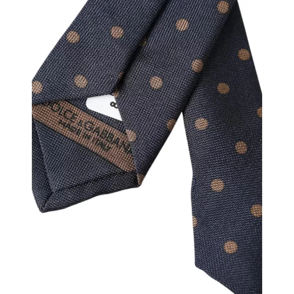 Dolce & Gabbana Black Dotted Fantasy Silk Adjustable Men Tie