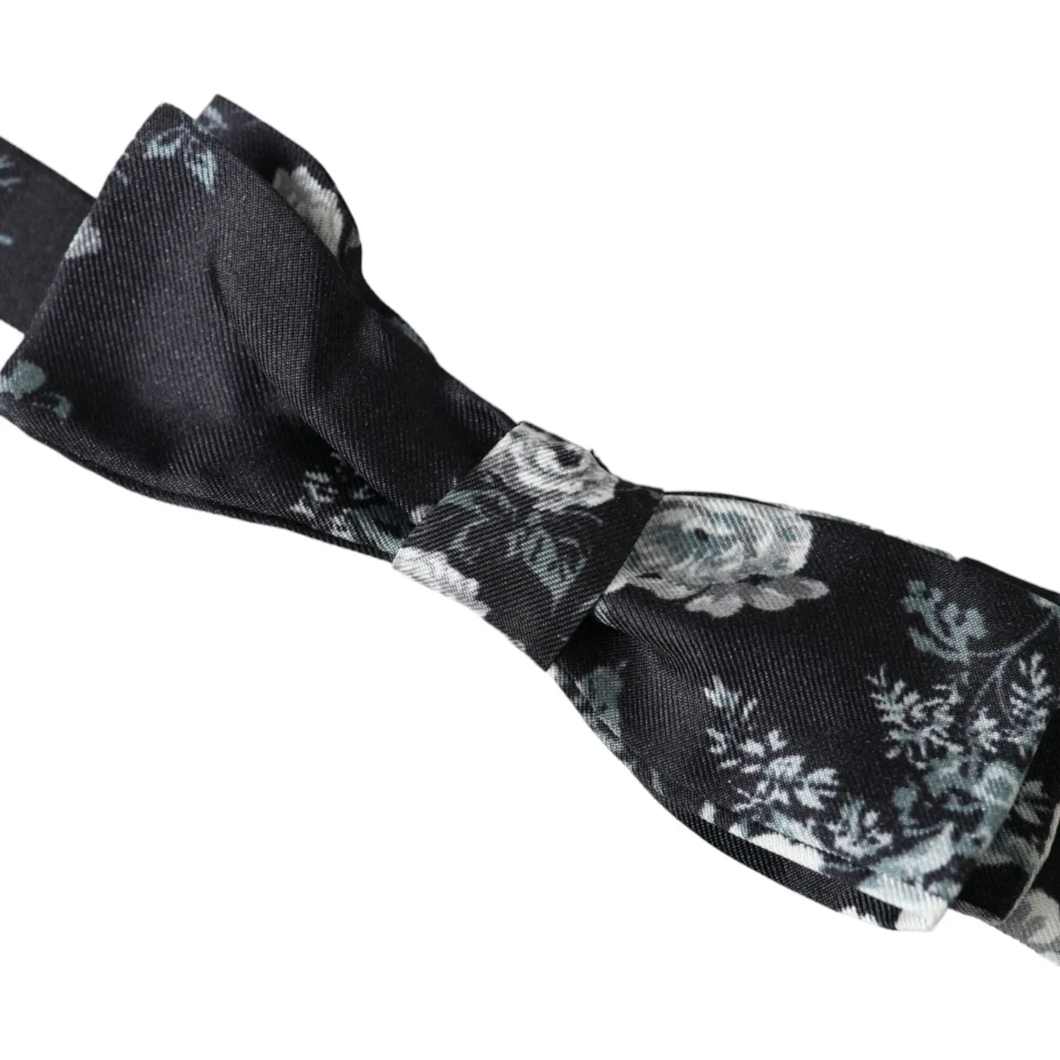 Dolce & Gabbana Black Floral Fantasy Adjustable Neck Men Bow Tie