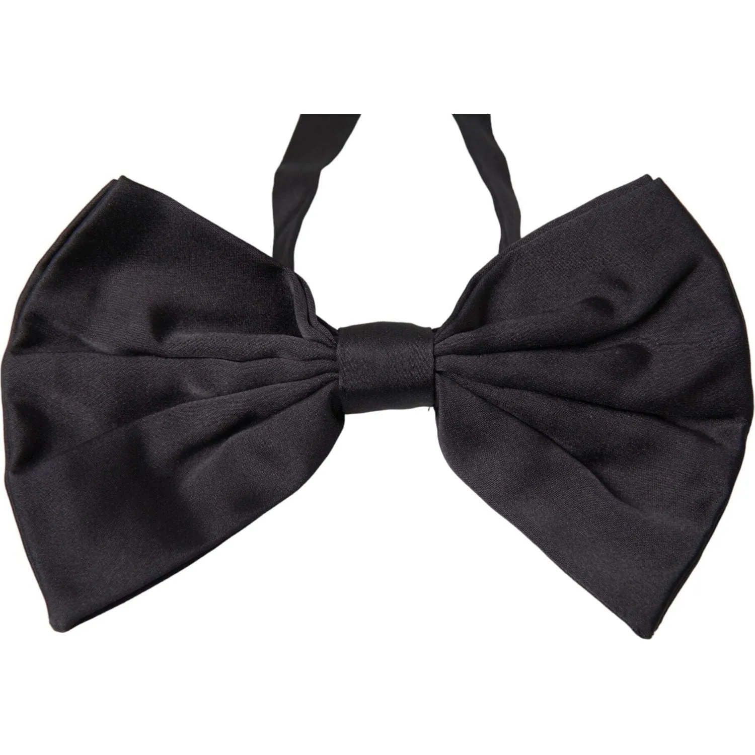 Dolce & Gabbana Black Satin Silk Adjustable Neck Men Bow Tie