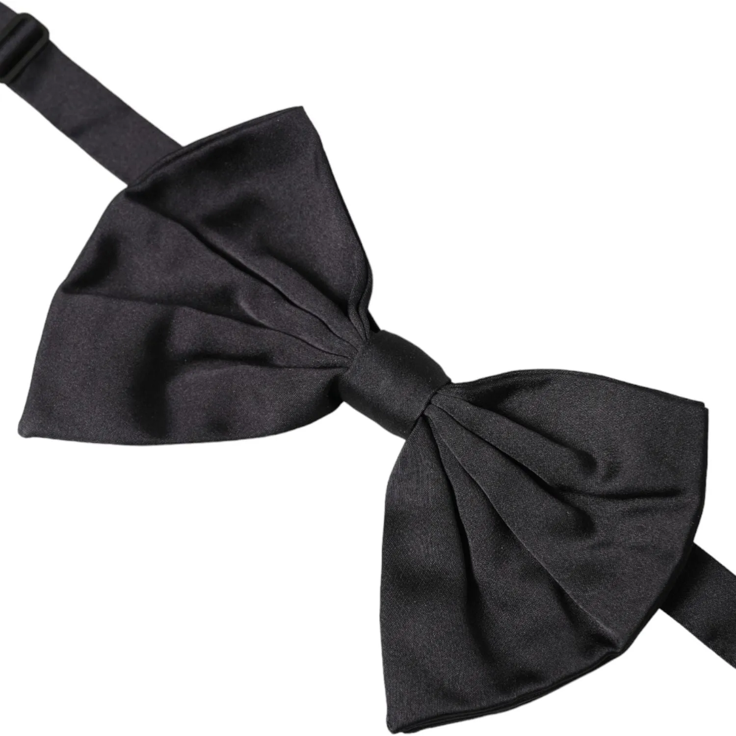 Dolce & Gabbana Black Satin Silk Adjustable Neck Men Bow Tie