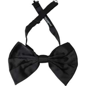 Dolce & Gabbana Black Satin Silk Adjustable Neck Men Bow Tie