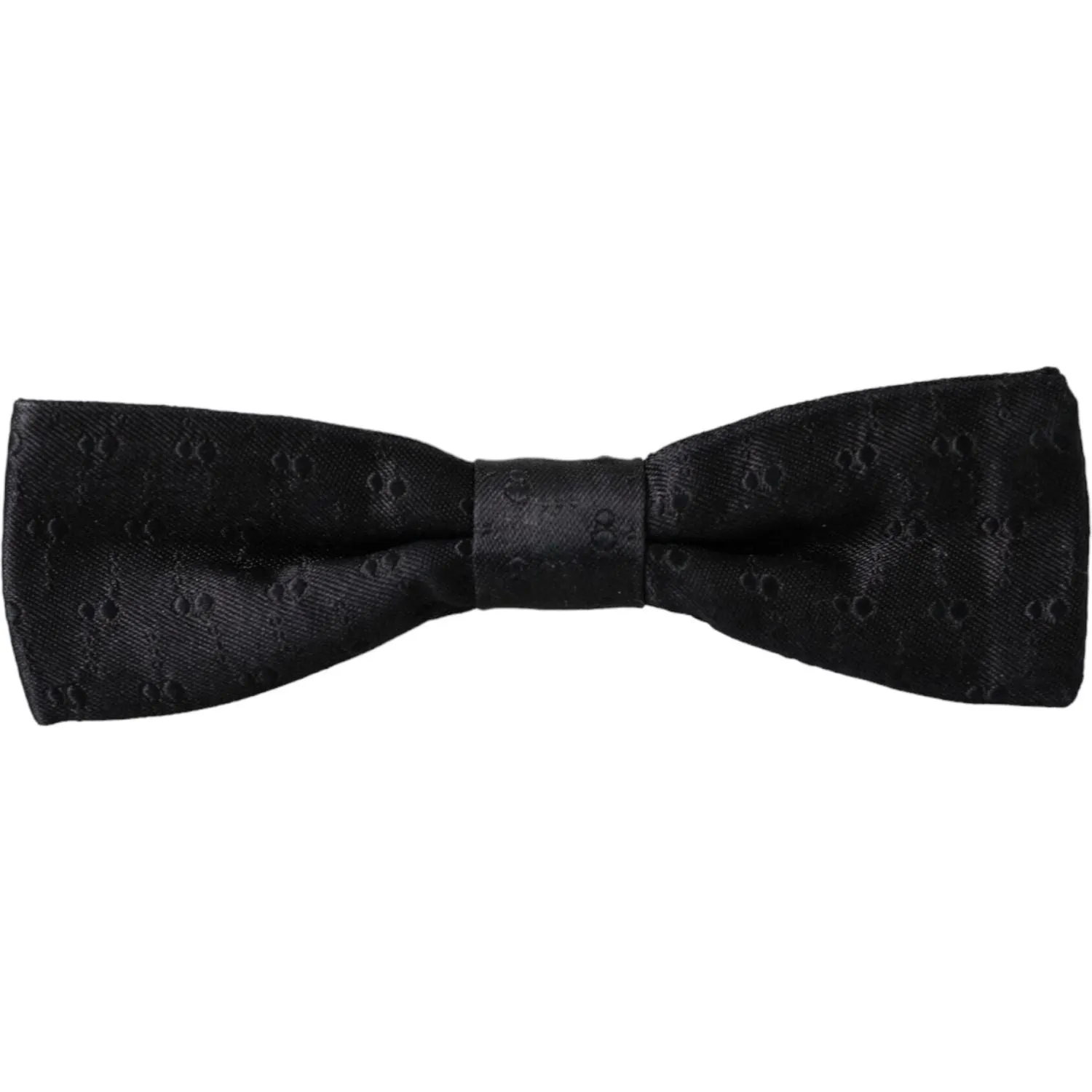 Dolce & Gabbana Black Silk Patterned Adjustable Neck Men Bow Tie