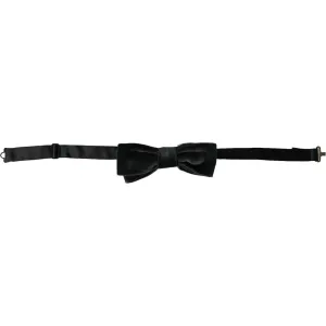 Dolce & Gabbana Black Velvet Cotton Adjustable Neck Men Bow Tie