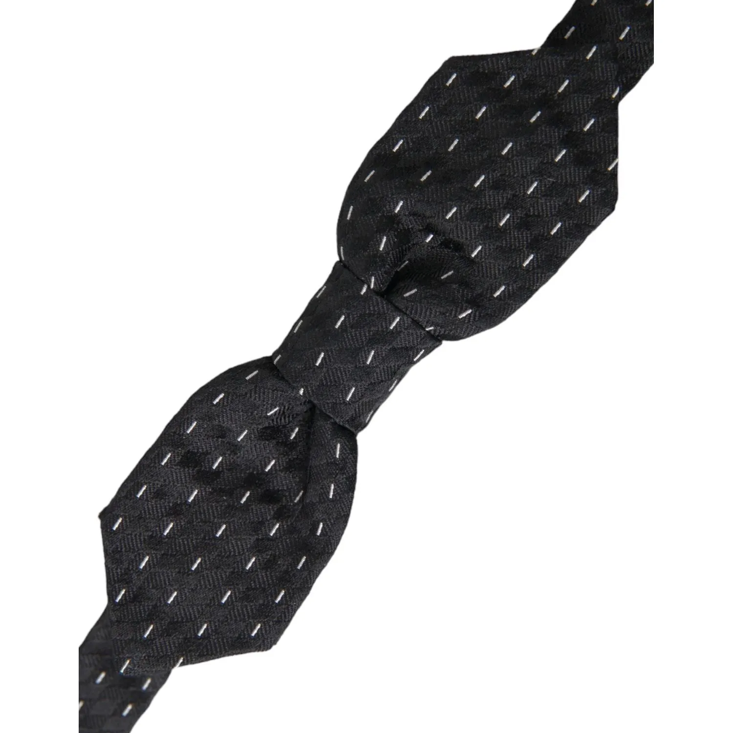 Dolce & Gabbana Black White Stitched Silk Men Neck Bow Tie