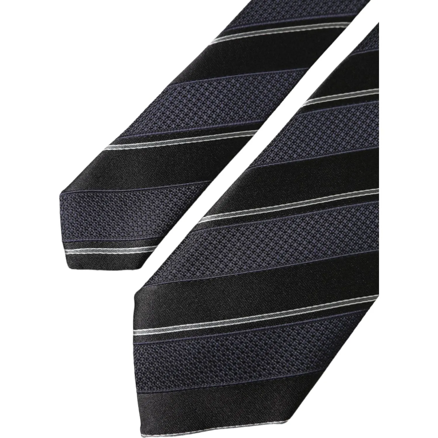 Dolce & Gabbana Black White Stripes Silk Adjustable Tie