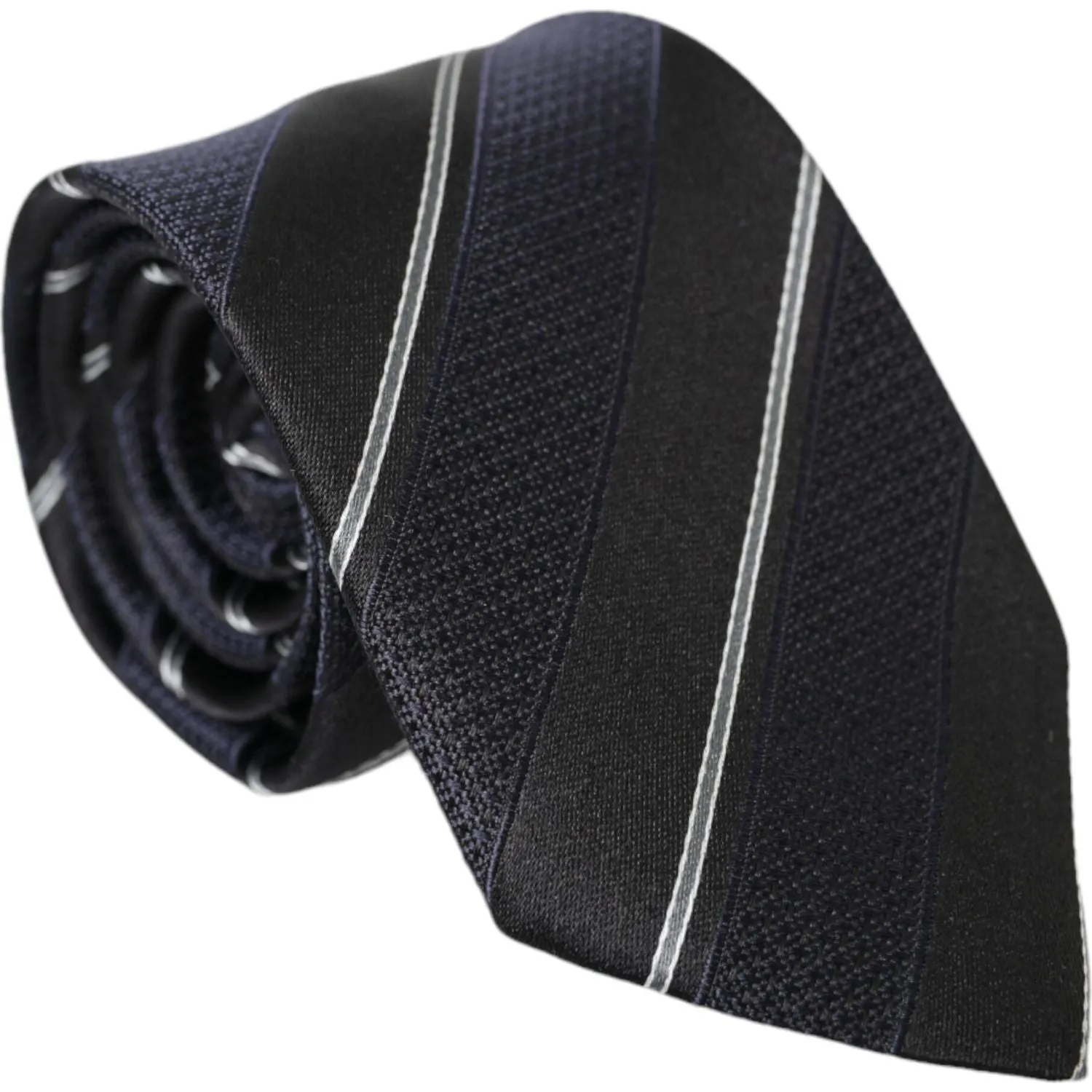 Dolce & Gabbana Black White Stripes Silk Adjustable Tie