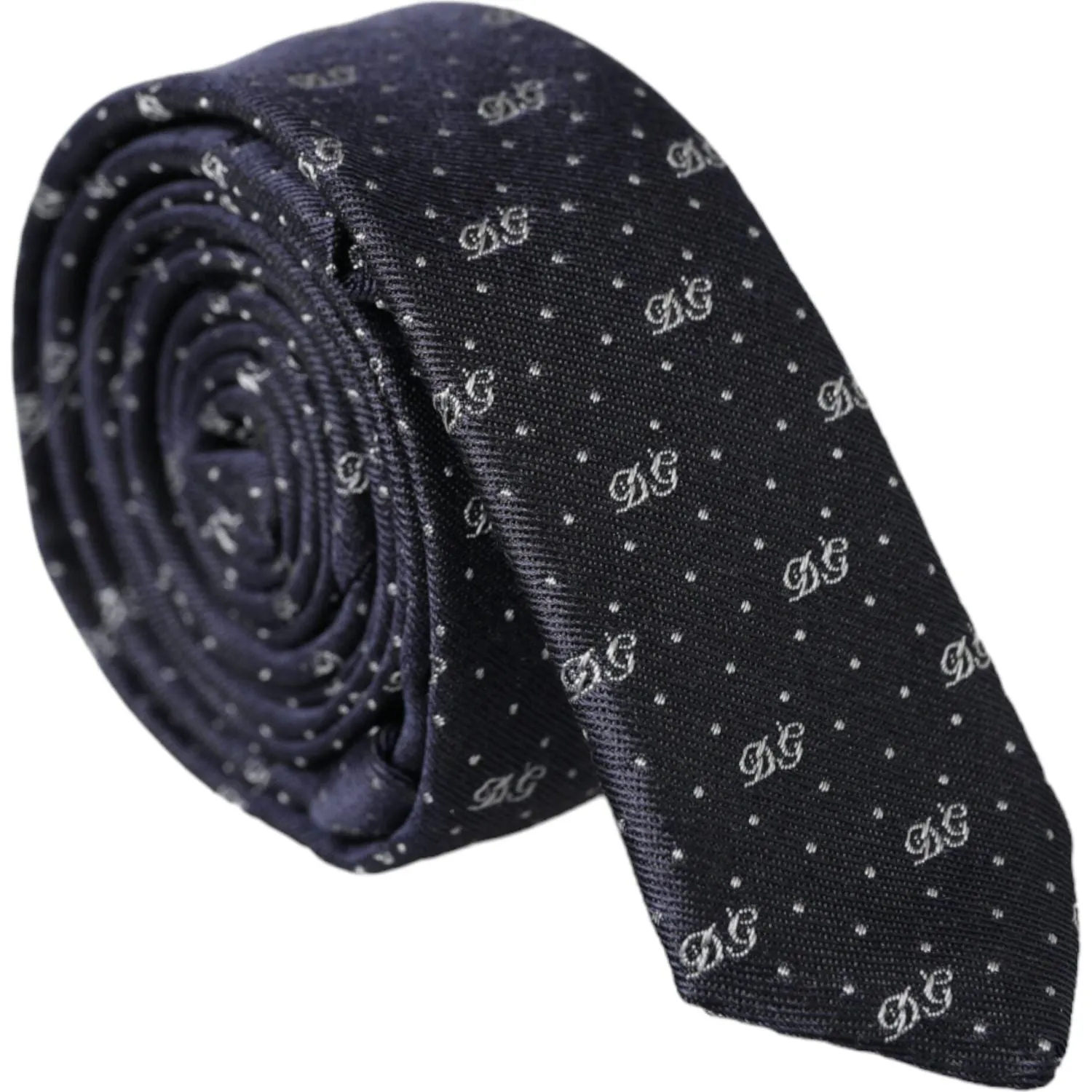 Dolce & Gabbana Blue DG Logo 100% Silk Adjustable Tie