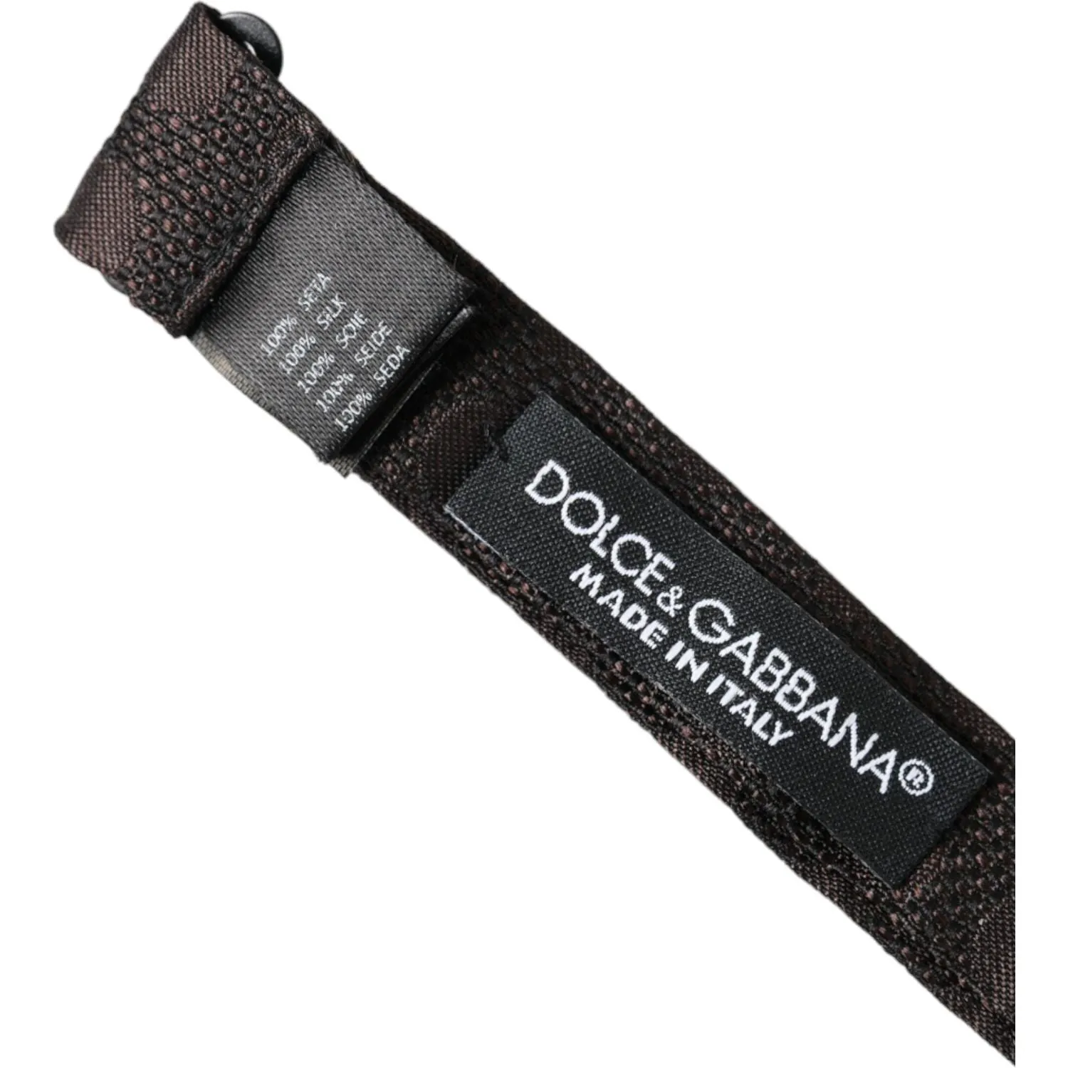 Dolce & Gabbana Brown Ribbon Silk Adjustable Neck Men Bow Tie