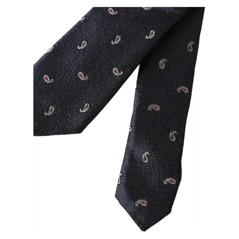 Dolce & Gabbana Dark Blue Fantasy 100% Silk Adjustable Men Tie