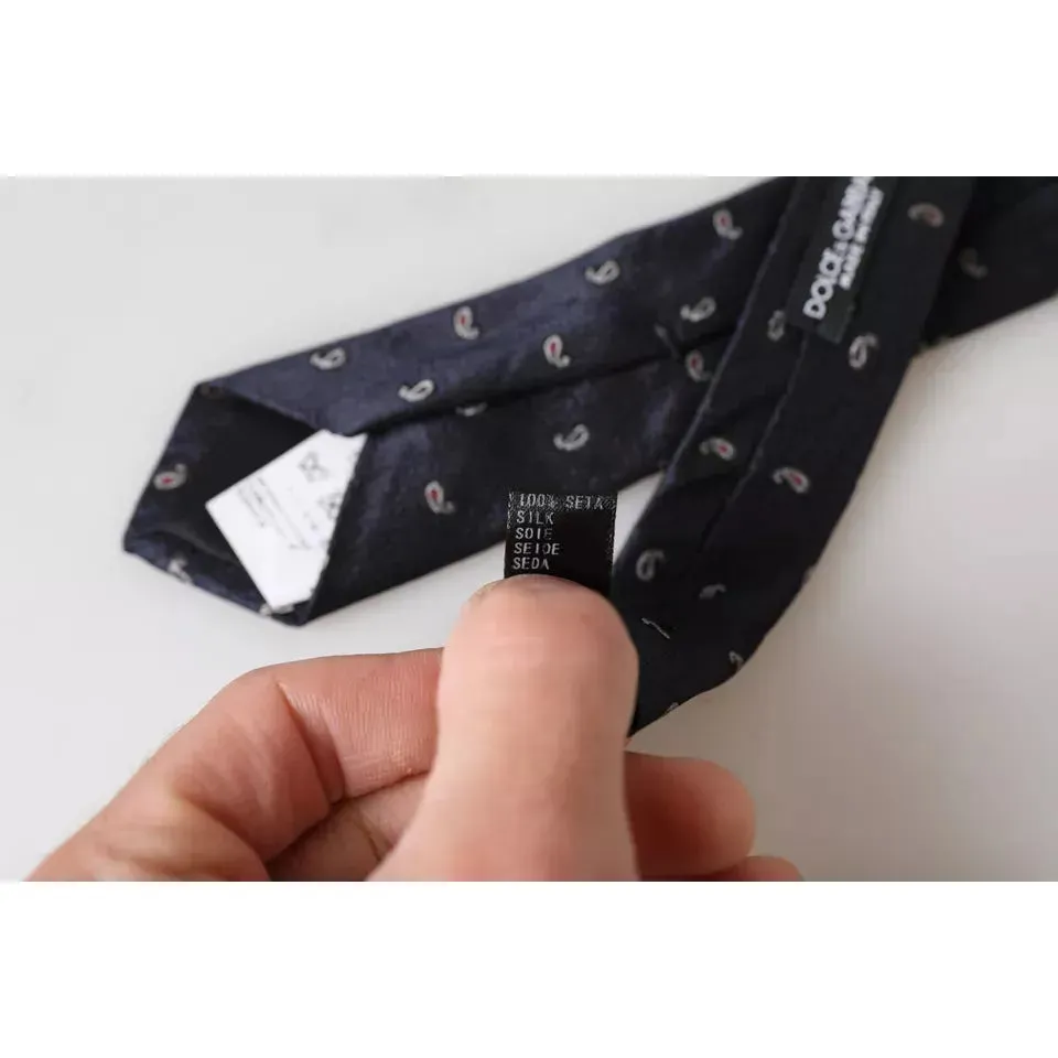 Dolce & Gabbana Dark Blue Fantasy 100% Silk Adjustable Men Tie