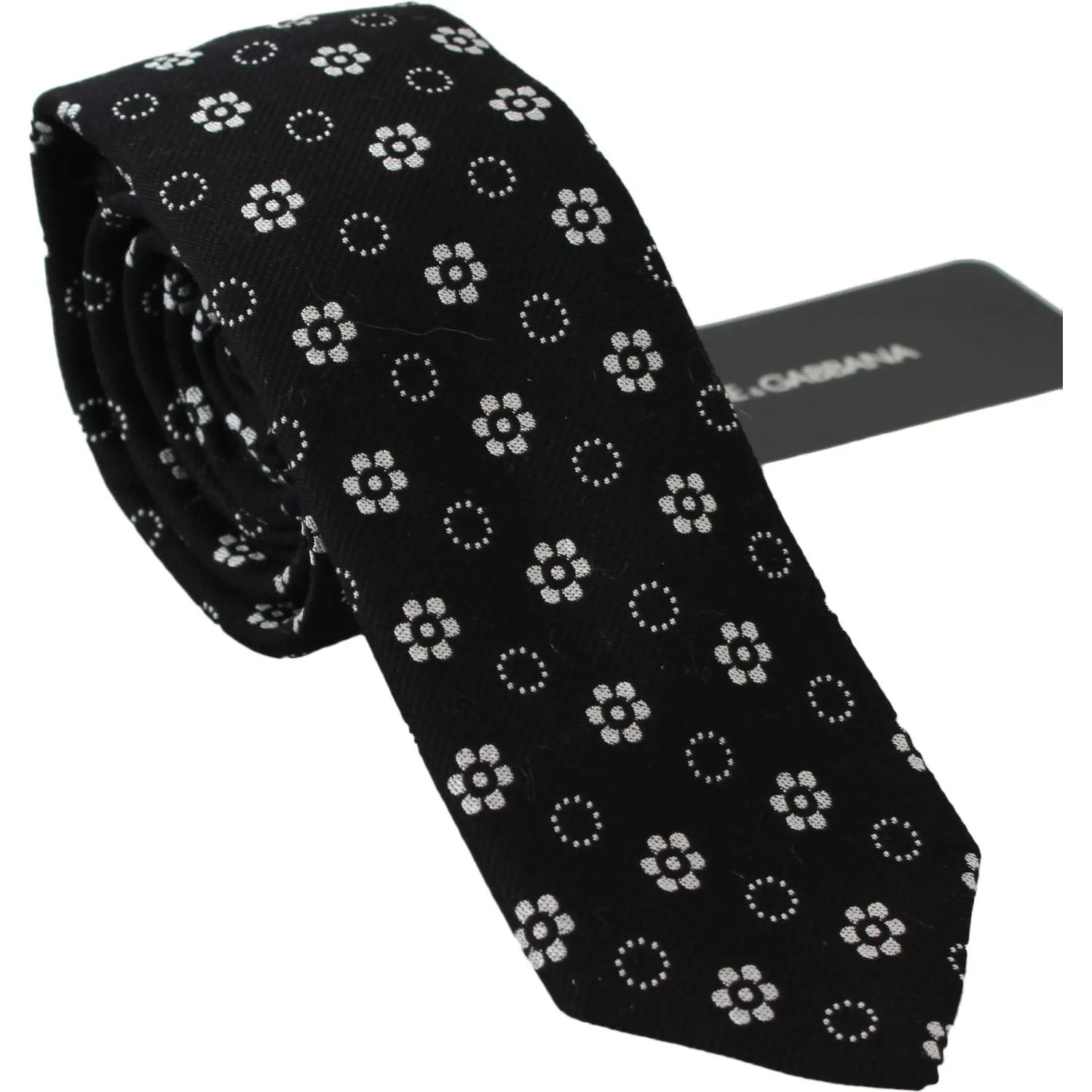 Dolce & Gabbana Elegant Black Floral Silk Necktie