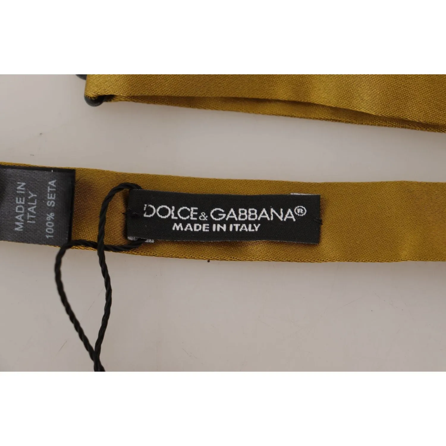 Dolce & Gabbana Elegant Mustard Yellow Silk Bow Tie