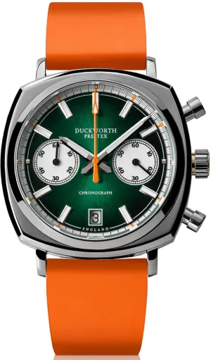 DP Watch Chronograph 42 Green Sunburst ORSange Rubber