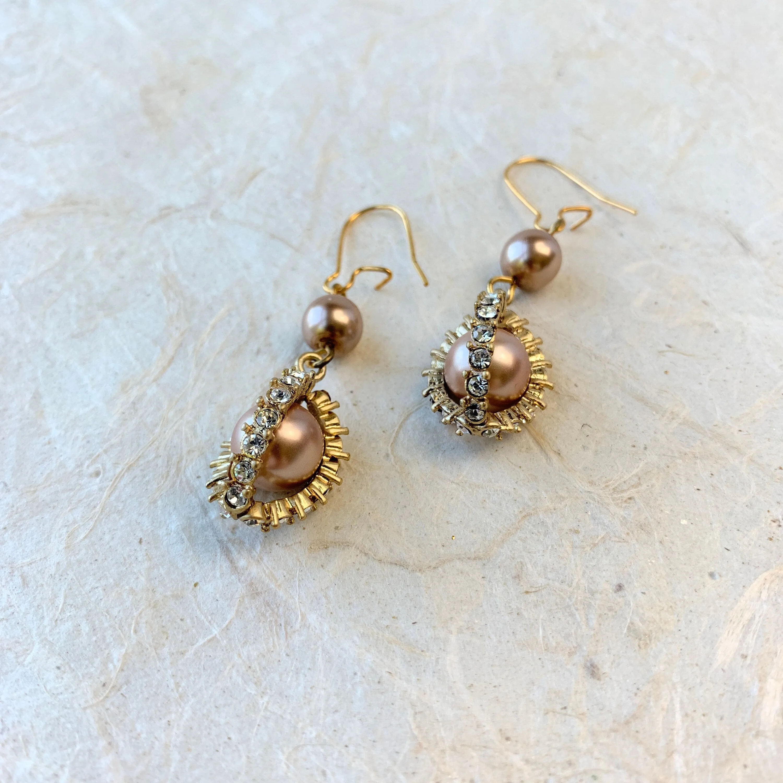 Duchess Rhinestone Pearl Earrings