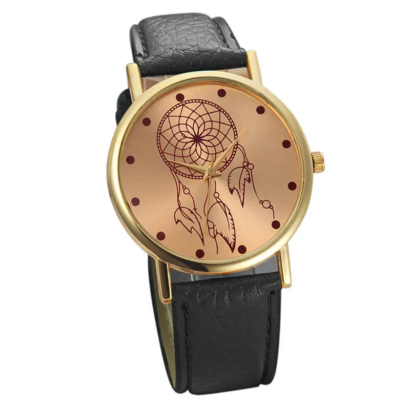 Feitong New Fashion Women Casual Dress Watches PU Leather Belt Dreamcatcher Watch Quartz Wrist Watch relogios femininos hombre