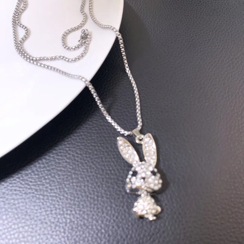 Full Diamond Rabbit Pendant Necklace