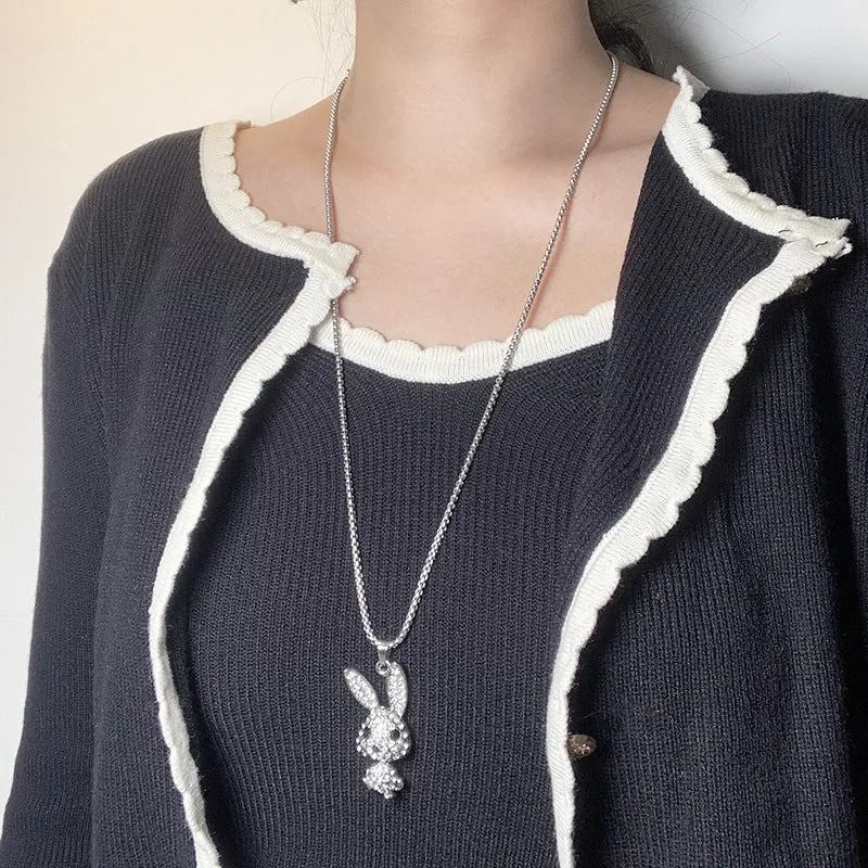 Full Diamond Rabbit Pendant Necklace