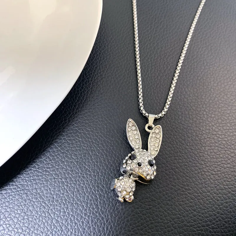 Full Diamond Rabbit Pendant Necklace