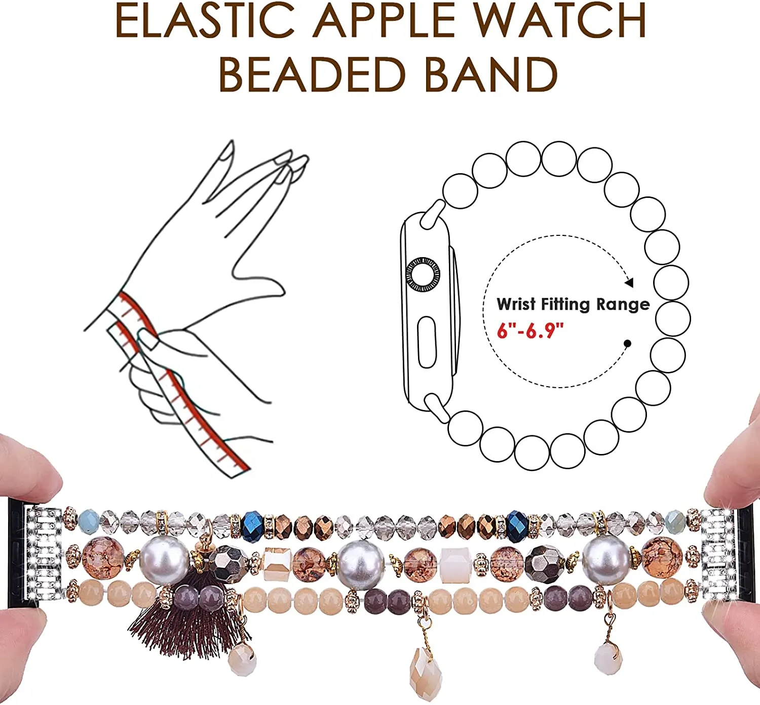 Handmade Beaded Stretchable Band for Apple Watch-Assorted Styles